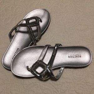 Kenneth Cole Silver Beaded Sandals
